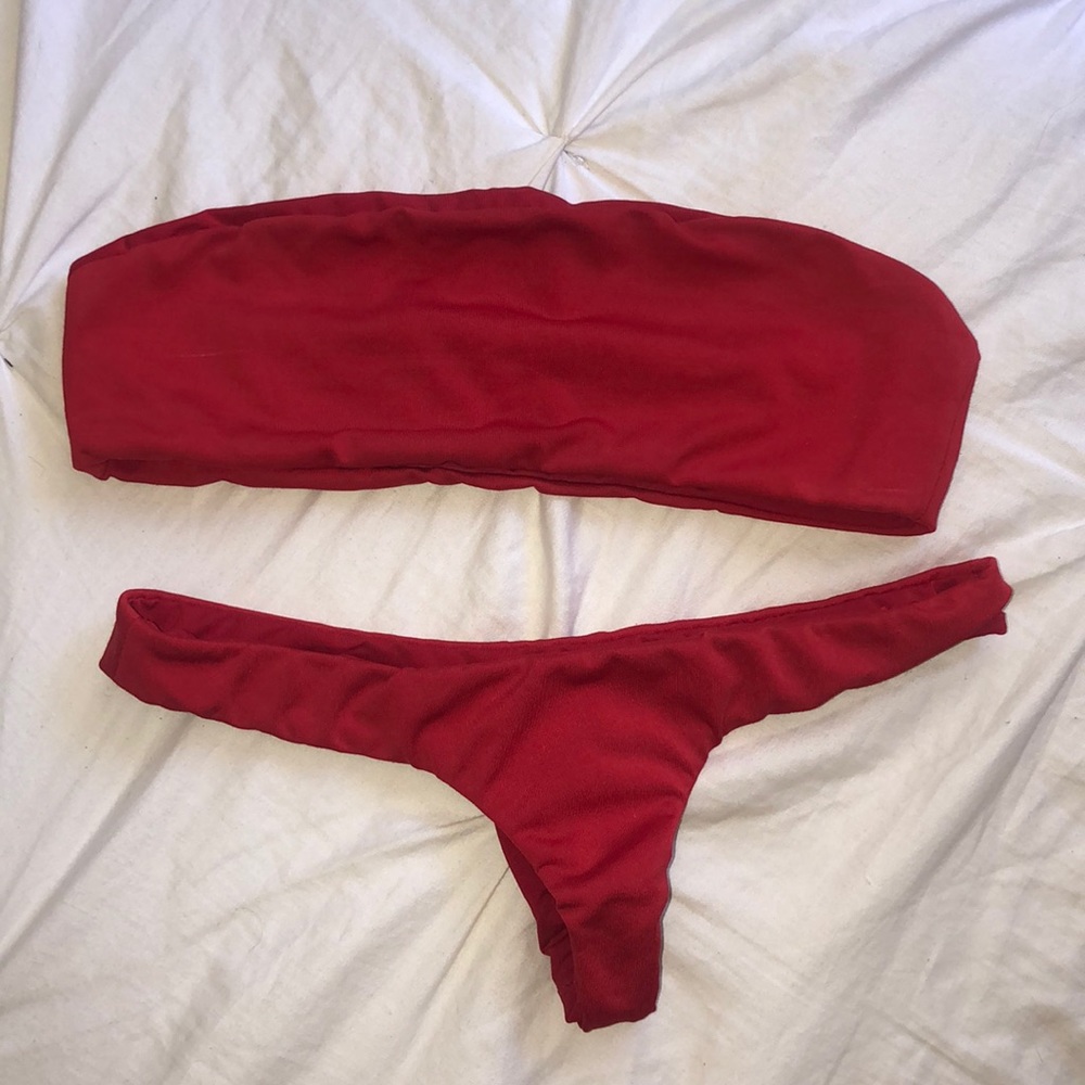 SOLD   Coulbourne red bandeau bikini  SOLD